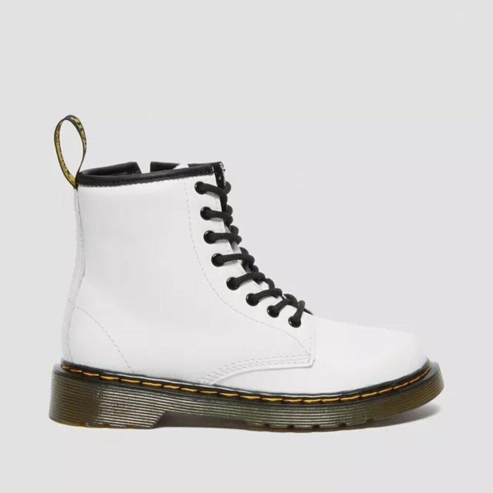 Dr Marten's Junior 1460 boots kids 3 white high top combat moto patent leather